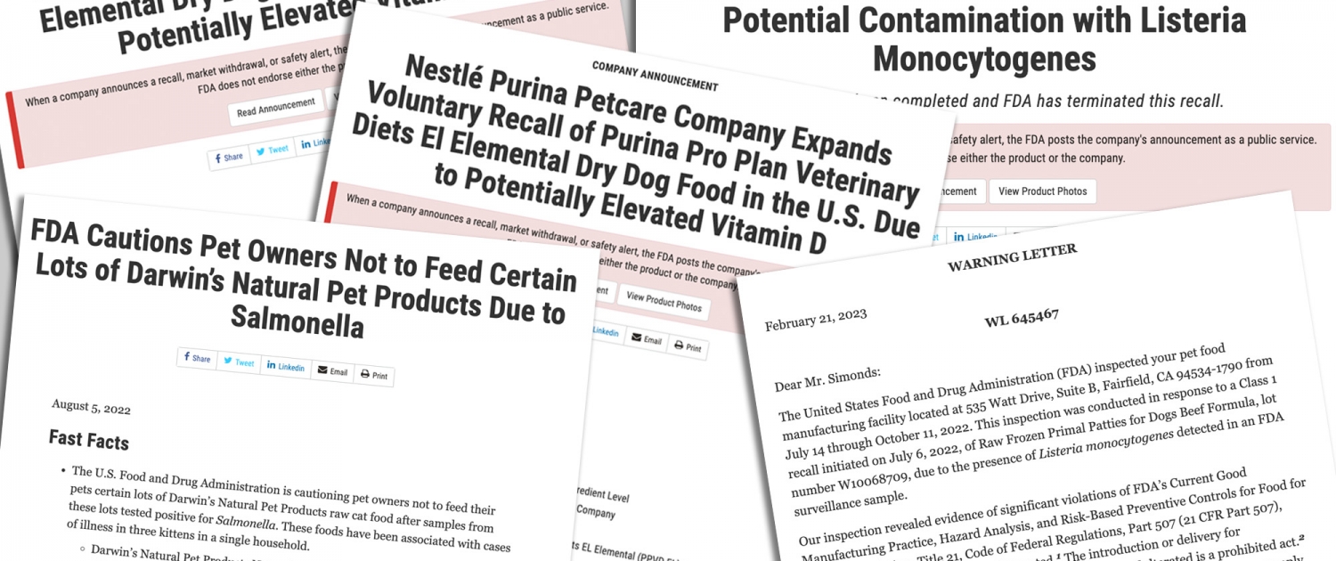Recent FDA Pet Food Recalls & Warning Letters