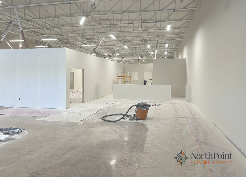 Construction underway on NorthPoint Pets' new expansion in Cheshire, CT.